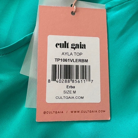 Cult Gaia Ayla Asymmetric One Shoulder Fringe Ebra Green Top Medium - Picture 10 of 13